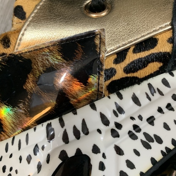 STEVE MADDEN Cliff Animal Print Cow Hair Metallic Platform Fashion Sneakers - Picture 6 of 10